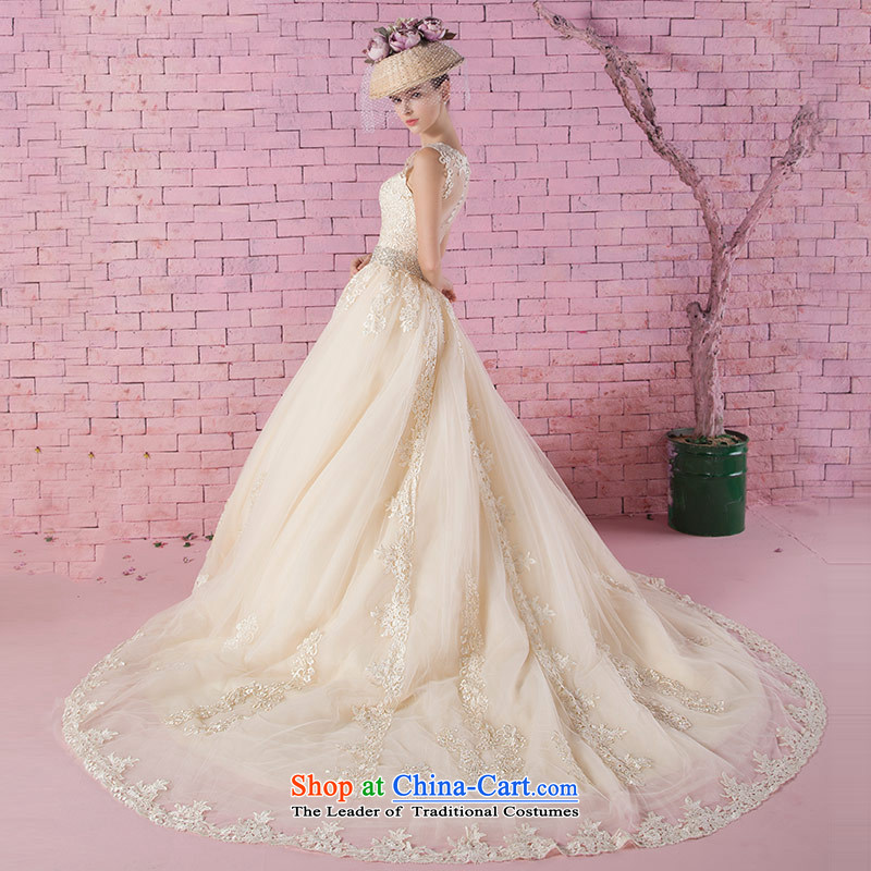 Love of the life of the new 2015 Autumn Korean word lace shoulder Diamond Video thin champagne color tail wedding tail of love of the overcharged.... XXXL, shopping on the Internet