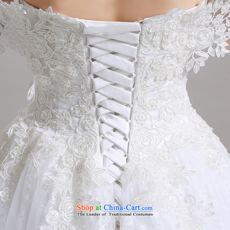 Talk to Her Wedding Dress 2015 autumn and winter the word of the new package to your shoulders large Korean version marriages went out of thin white tailored, whisper to Madame shopping on the Internet has been pressed.
