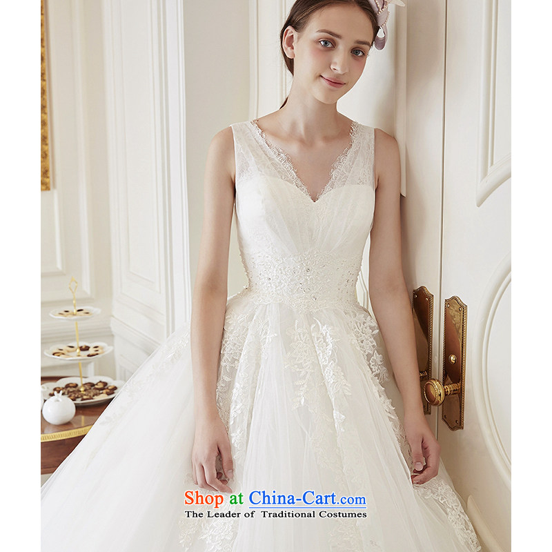 Wedding dress 2015 New Chu lace shoulders deep V bon bon skirt long tail wedding ivory S, HIV in , , , shopping on the Internet