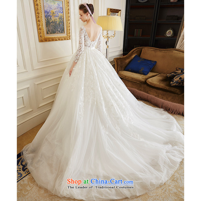 The wedding dresses HIV 2015 New Ling Ching long-sleeved lace bon bon skirt long tail wedding ivory , L, HIV in , , , shopping on the Internet