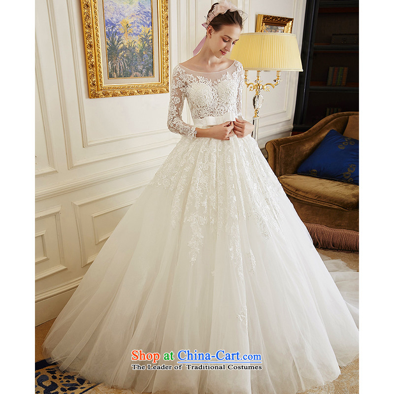 The wedding dresses HIV 2015 New Ling Ching long-sleeved lace bon bon skirt long tail wedding ivory , L, HIV in , , , shopping on the Internet