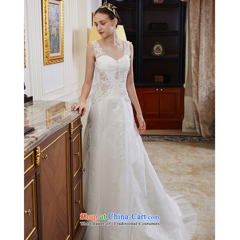 The wedding dresses HIV NEW 2015 cross-Cayman shoulders lace crowsfoot long tail wedding ivory , L, HIV in , , , shopping on the Internet