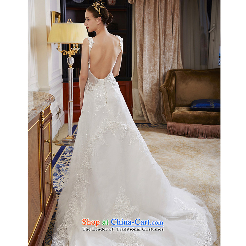The wedding dresses HIV NEW 2015 cross-Cayman shoulders lace crowsfoot long tail wedding ivory , L, HIV in , , , shopping on the Internet