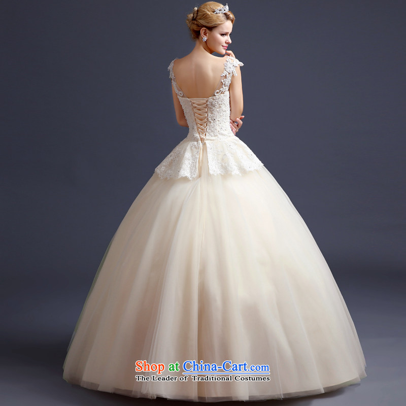 Korean style wedding video thin Word 2015 new bride to align the shoulder straps wedding-dress Princess Foutune of shoring champagne color banding, white XL, every stephanie (JIAONI) , , , shopping on the Internet