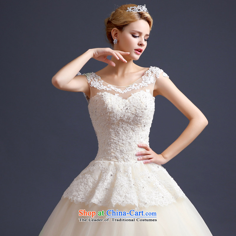 Korean style wedding video thin Word 2015 new bride to align the shoulder straps wedding-dress Princess Foutune of shoring champagne color banding, white XL, every stephanie (JIAONI) , , , shopping on the Internet