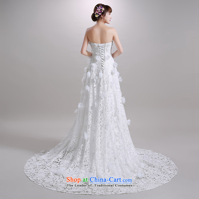 Talk to her new 2015 wedding tail anointed chest Korean elegant lace Flower Fairies  large graphics thin bride wedding dress White XL, whisper to Madame shopping on the Internet has been pressed.