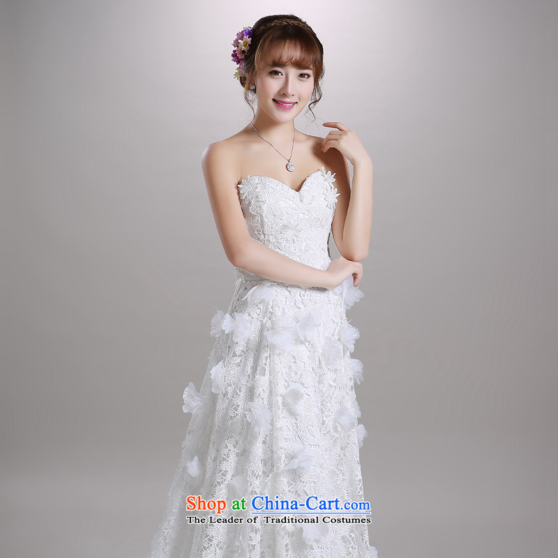 Talk to her new 2015 wedding tail anointed chest Korean elegant lace Flower Fairies  large graphics thin bride wedding dress White XL, whisper to Madame shopping on the Internet has been pressed.