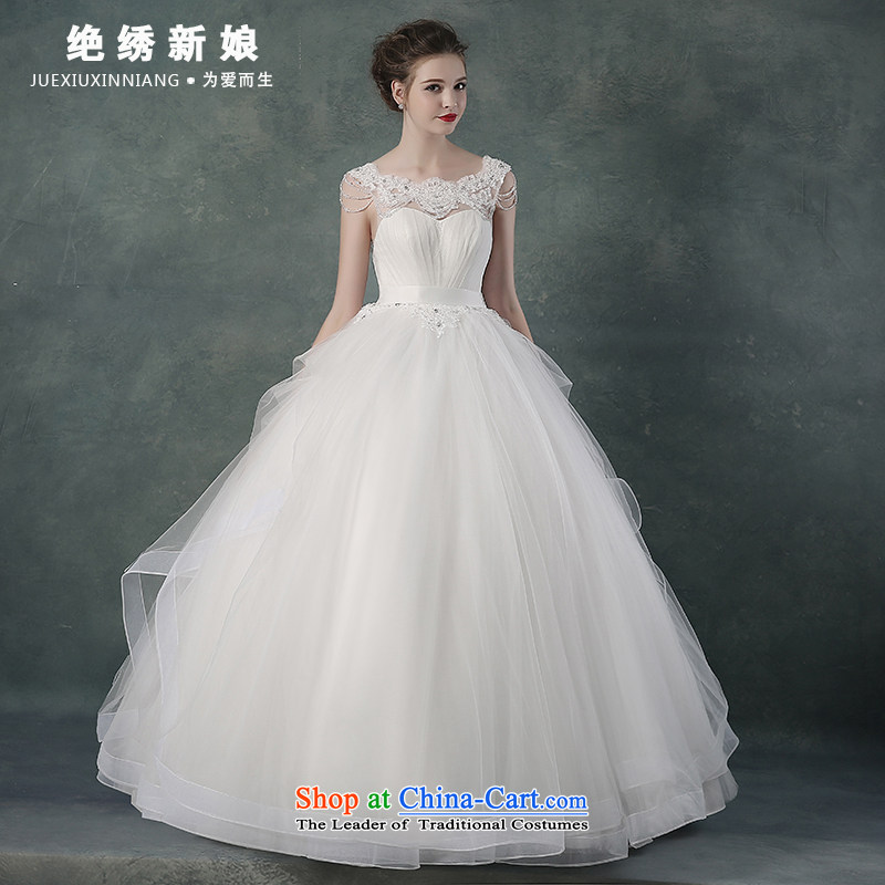 2015 Autumn and winter new Korean word shoulder larger video thin marriages wedding dresses straps to align, White XXL