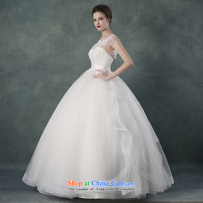 2015 Autumn and winter new Korean word shoulder larger video thin marriages wedding dresses straps to align, white XXL, is embroidered bride shopping on the Internet has been pressed.