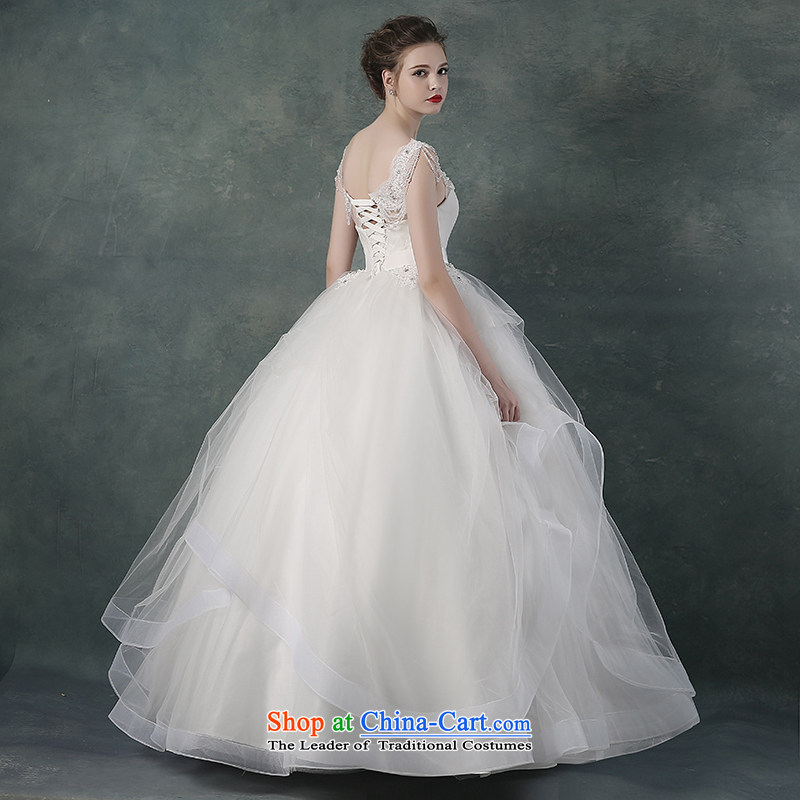 2015 Autumn and winter new Korean word shoulder larger video thin marriages wedding dresses straps to align, white XXL, is embroidered bride shopping on the Internet has been pressed.