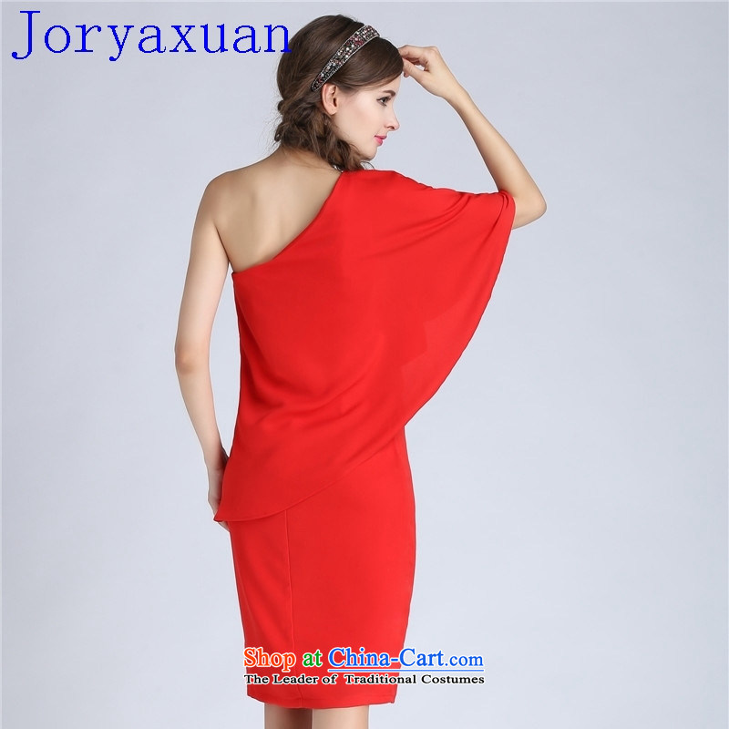 Deloitte Touche Tohmatsu trade shop 2015 Summer new shoulder billowy flounces Sau San package and bare shoulders red bows dress women s love Yan Bebe Red (axbaby) , , , shopping on the Internet