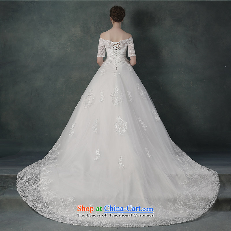 The first field shoulder bride wedding dresses of autumn and winter 2015 new stylish integrated with a large number of video to align the thin tail M is embroidered bride shopping on the Internet has been pressed.