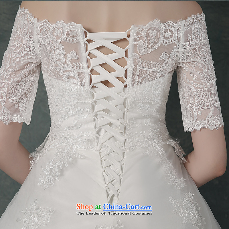 The first field shoulder bride wedding dresses of autumn and winter 2015 new stylish integrated with a large number of video to align the thin tail M is embroidered bride shopping on the Internet has been pressed.