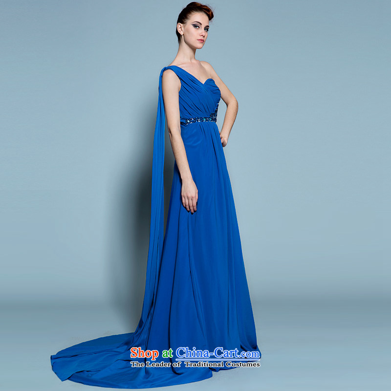 A lifetime of 2015 New blue long gown chiffon Beveled Shoulder dinner will stage a moderator dress 20250201  160/84A blue 30 days pre-sale, a Lifetime yarn , , , shopping on the Internet