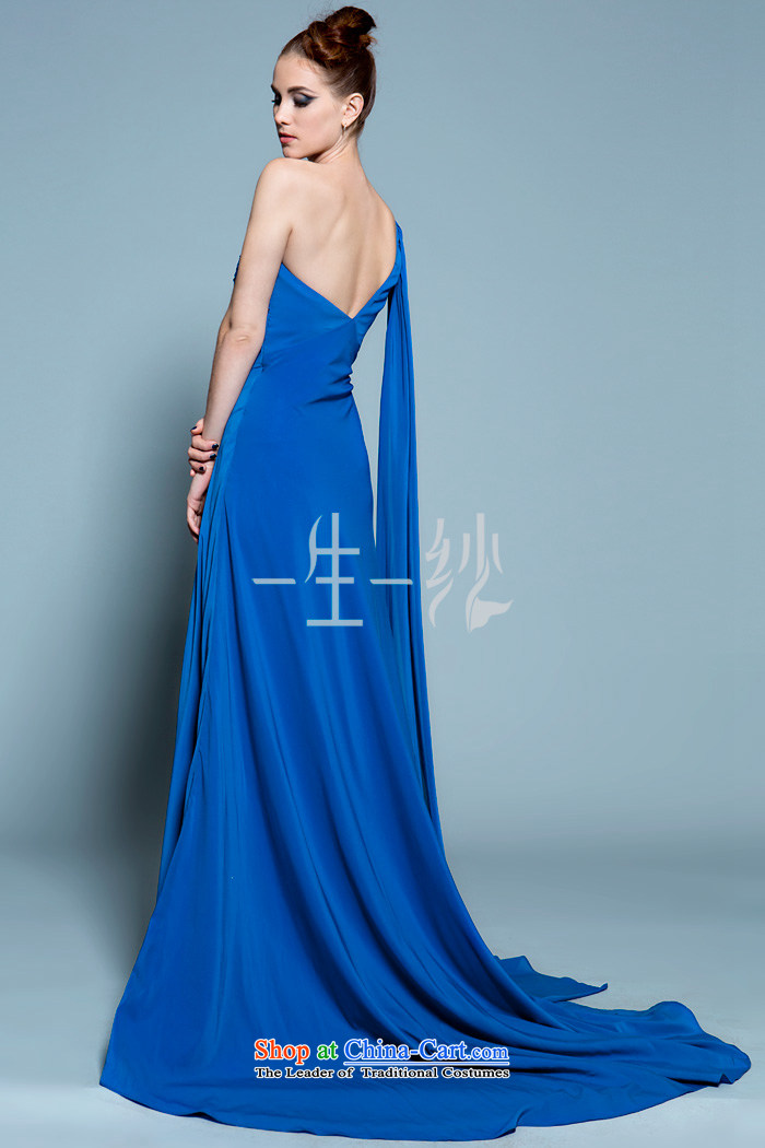 A lifetime of 2015 New blue long gown chiffon Beveled Shoulder dinner will stage a moderator dress 20250201  160/84A blue 30 days pre-sale picture, prices, brand platters! The elections are supplied in the national character of distribution, so action, buy now enjoy more preferential! As soon as possible.