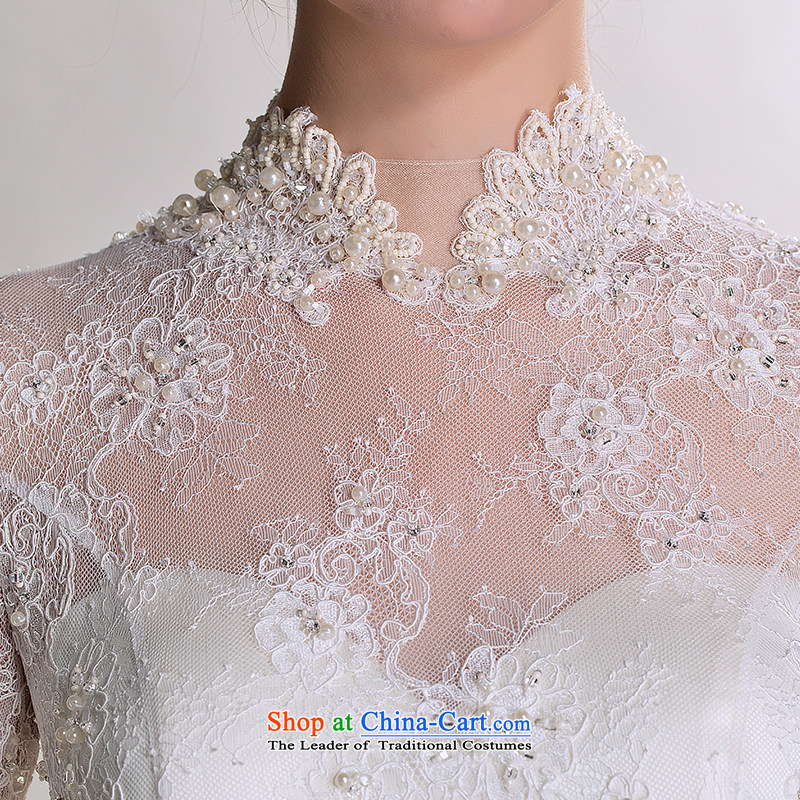A new autumn 2015 yarn Antique Lace high collar long-sleeved luxurious Long Tail Sau San advanced customization wedding 401501263 30 Day White 165/88A pre-sale, a Lifetime yarn , , , shopping on the Internet
