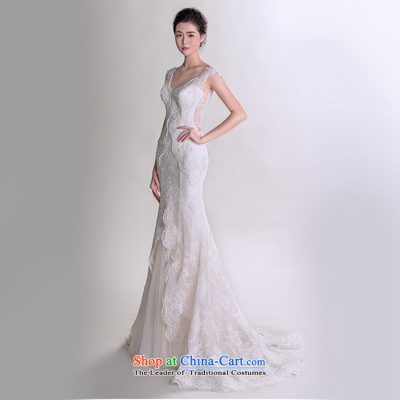 A lifetime of 2015 New lace shoulders V-neck and chest and sexy beauty crowsfoot luxury advanced customization wedding 401501210 30 Day White 165/88A pre-sale, a Lifetime yarn , , , shopping on the Internet