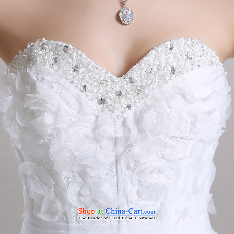 Talk to Her Wedding dress long tail 2015 new wiping the chest to lace Korean sweet marriages large wedding white L, overture to Madame shopping on the Internet has been pressed.