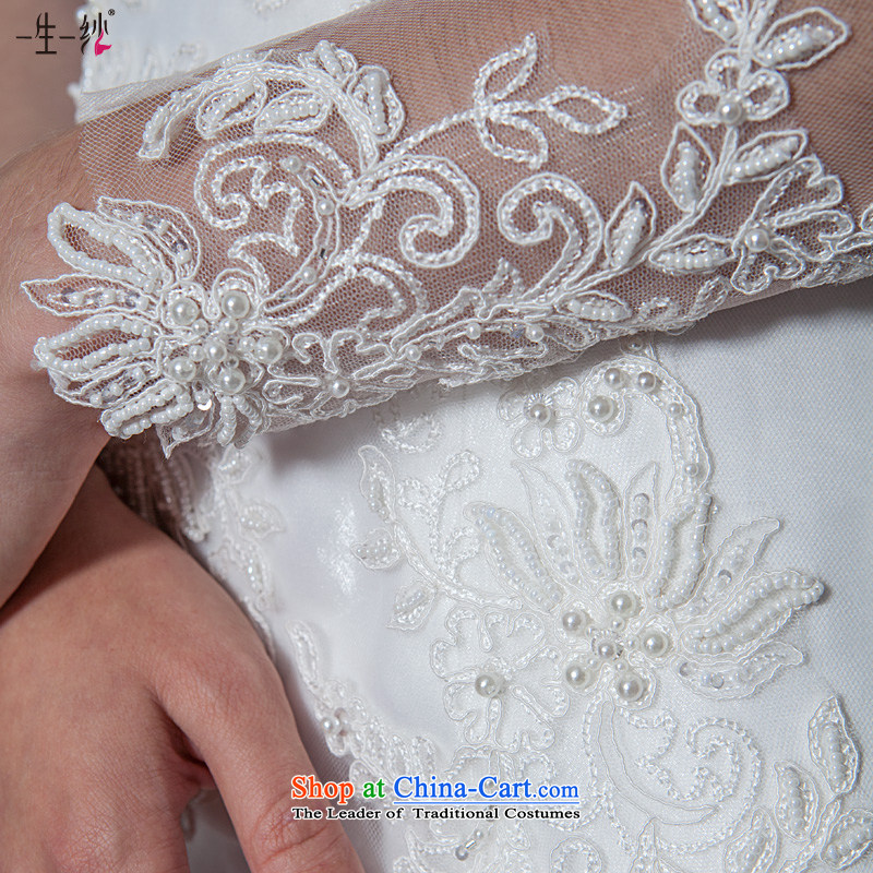 A lifetime of 2015 Autumn engraving lace back wedding long-sleeved round-neck collar crowsfoot wedding package shoulder graphics thin white 180/100A 40151128 30 days of pre-sale, a Lifetime yarn , , , shopping on the Internet