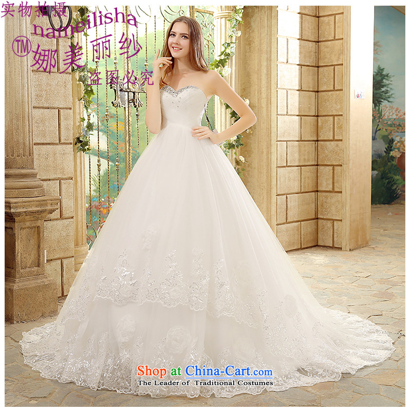 The beauty of the new Bush chest video thin marriages tail wedding Hand-stitched with bore Sau San Tie Korean style wedding package mail?15-077?White?XXL