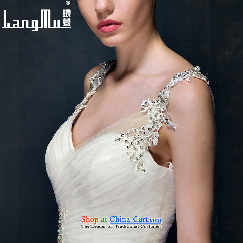 Wedding dresses 2015 Summer new western minimalist shoulders deep V tail marriages wedding dress autumn m White S, Luang in , , , shopping on the Internet
