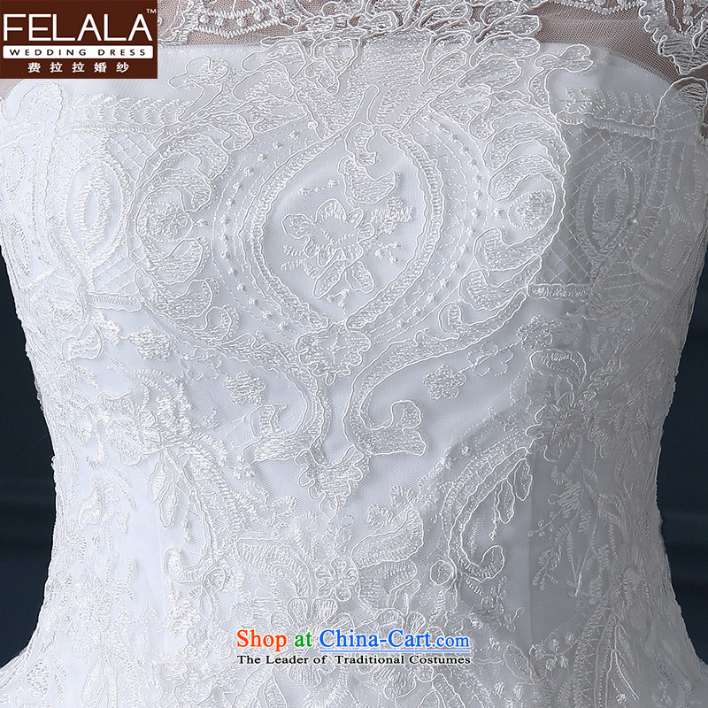 Ferrara wedding dresses long-sleeved slotted shoulder lace marriages bon bon Skirts 1 m tail winter Wedding Dress Short-sleeved 1m tail M(2 feet) of Ferrara wedding (FELALA) , , , shopping on the Internet