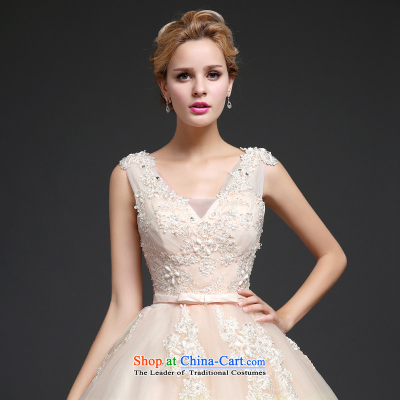 Connie wedding dresses every new 2015 autumn and winter shoulders V bon bon skirt to align the wedding champagne color white bride wedding champagne color XL, every stephanie (JIAONI) , , , shopping on the Internet
