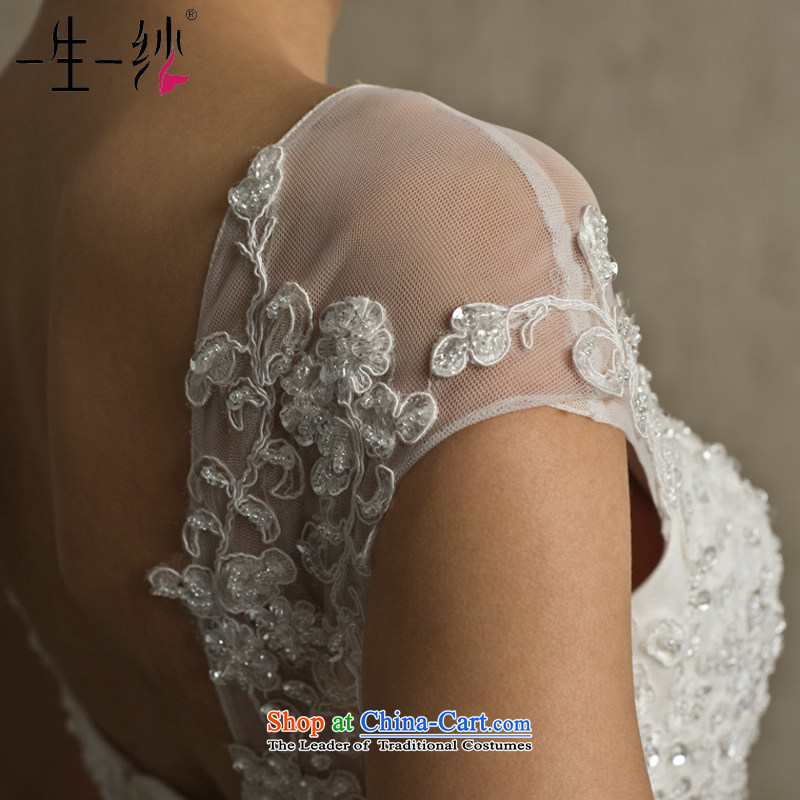 A lifetime of Bride Wedding 2015 new diamond lace retro package shoulder belt butterfly tail Sau San wedding FG14002  160/84A white 30 days pre-sale, a Lifetime yarn , , , shopping on the Internet