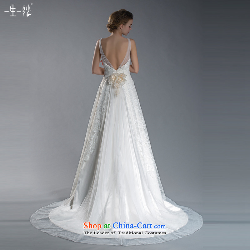 2015 new bride lace shoulders V-Neck Wedding Top Loin of Korean flower tail wedding pregnant women large white 160/84A 401501379 wedding day 30 pre-sale, a Lifetime yarn , , , shopping on the Internet
