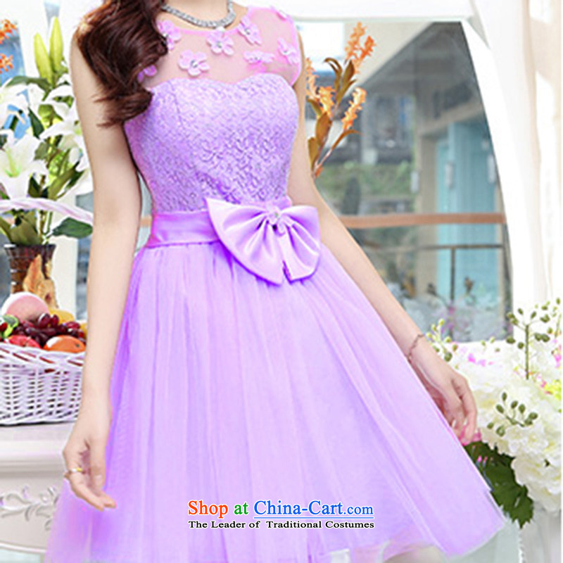 As autumn wedding female 2015 new sleeveless lace bon bon dress in the skirt of bows services bridesmaids will cross-chu, XL, purple QIQIU) , , , shopping on the Internet