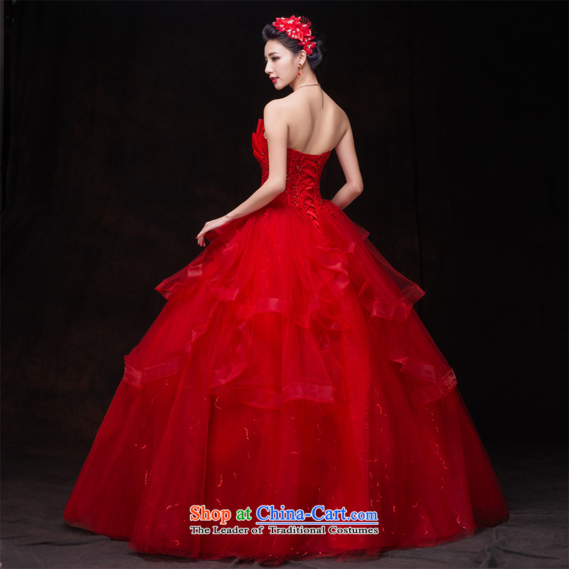 Wedding dresses new 2015 Autumn red wedding dress female Korean wiping the chest straps lace diamond stylish Korean version thin white tail to align the red red wedding M Time Syrian shopping on the Internet has been pressed.