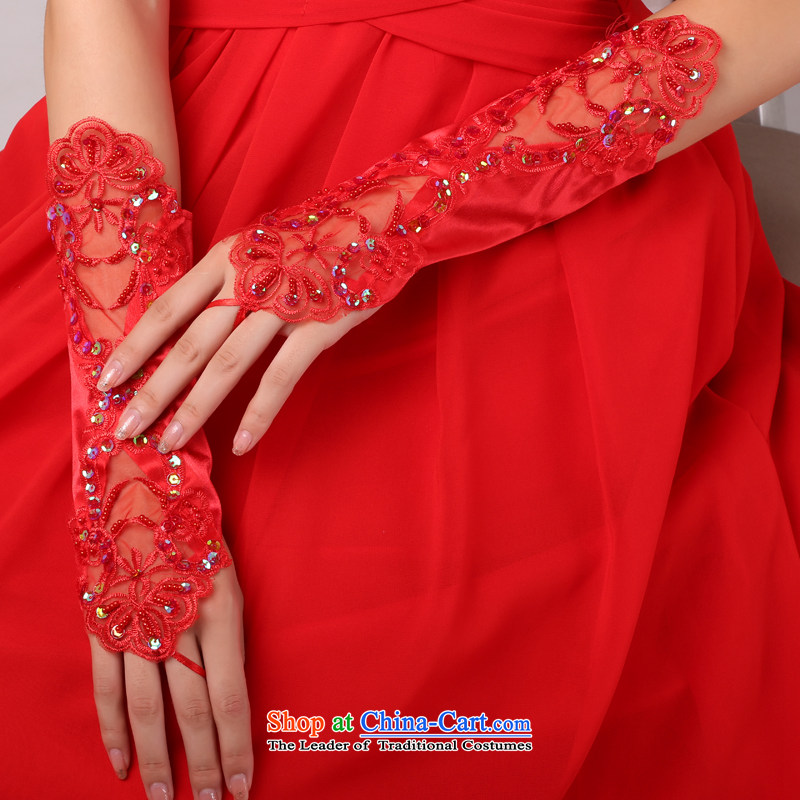 Wedding dress accessories bridal gloves Korean long red lace leak a glove bride gloves white, Syria has been pressed time shopping on the Internet