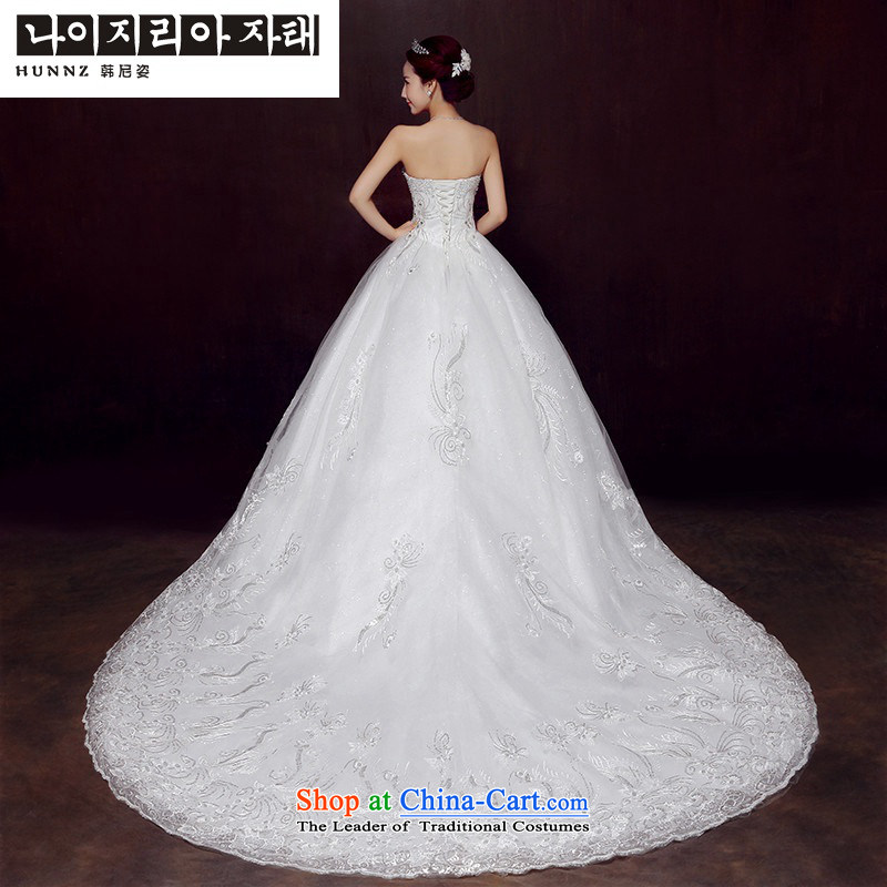 2015 new stylish HUNNZ spring and summer marriages white wedding anointed chest lace long tail strap white M,HUNNZ,,, shopping on the Internet