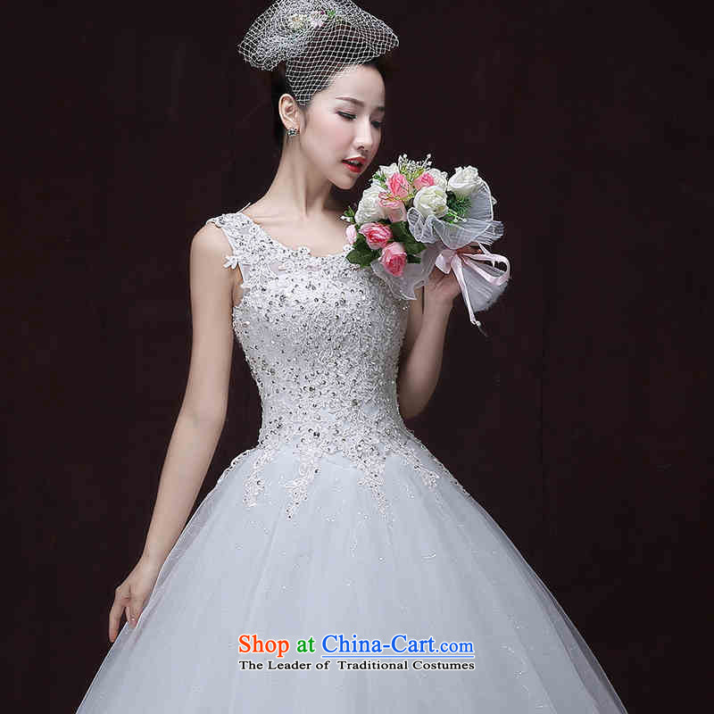 The spring and summer of 2015 New HANNIZI, minimalist Sau San sleeveless shawl straps Princess Bride parties wedding dress white S