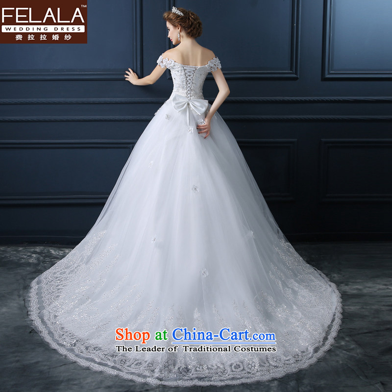 The word of Ferrara shoulder tail wedding dresses lace drill 2015 Sau San Korean style graphics large thin MM autumn wedding to align the 1 m tail S(1 feet) of Ferrara wedding (FELALA) , , , shopping on the Internet