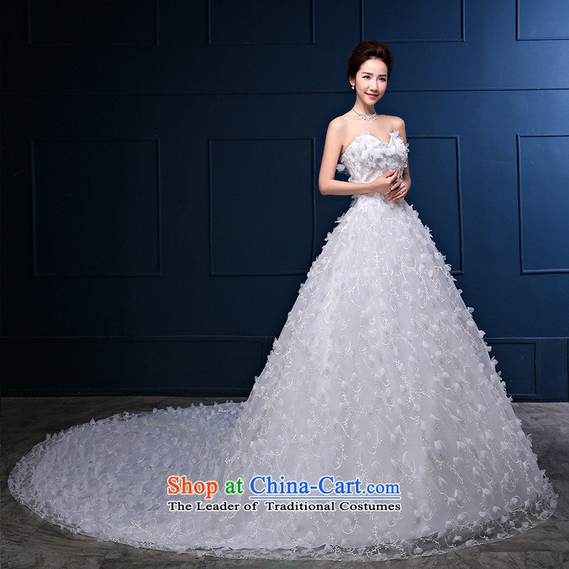 Embroidered is the new Korean brides 2015 version of flowers and chest long tail large graphics thin marriages minimalist white wedding tailored does not allow, embroidered bride shopping on the Internet has been pressed.