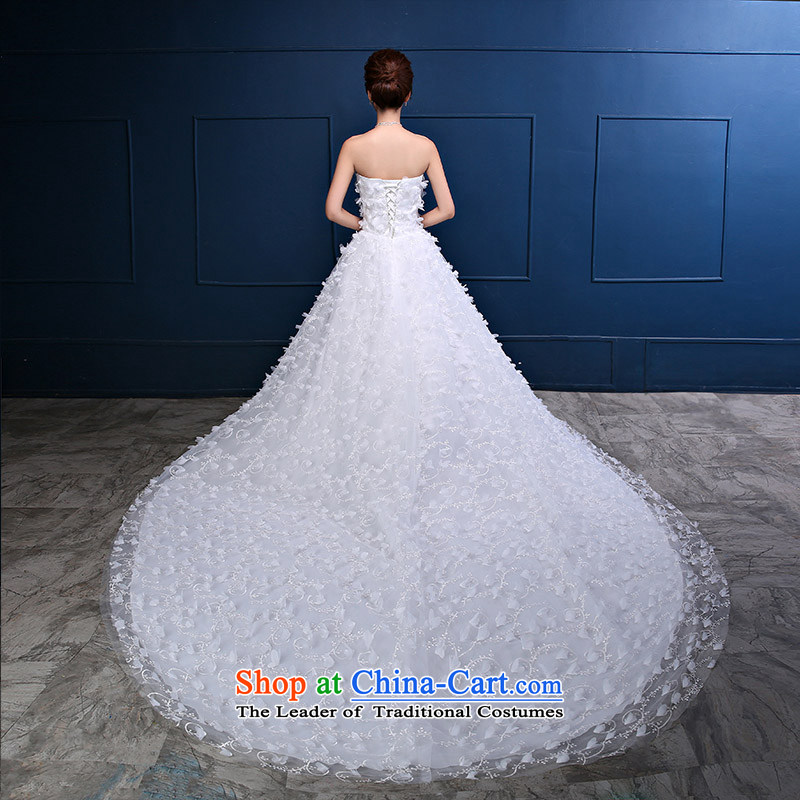 Embroidered is the new Korean brides 2015 version of flowers and chest long tail large graphics thin marriages minimalist white wedding tailored does not allow, embroidered bride shopping on the Internet has been pressed.