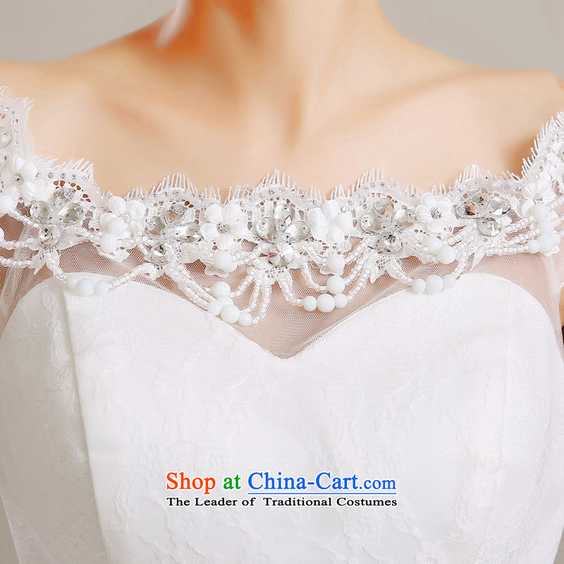Korea wedding dress wedding dress 2015 new autumn and winter white bride first field shoulder of custom video thin Korea pregnant women version of large numbers of white , L, time align the syrian shopping on the Internet has been pressed.