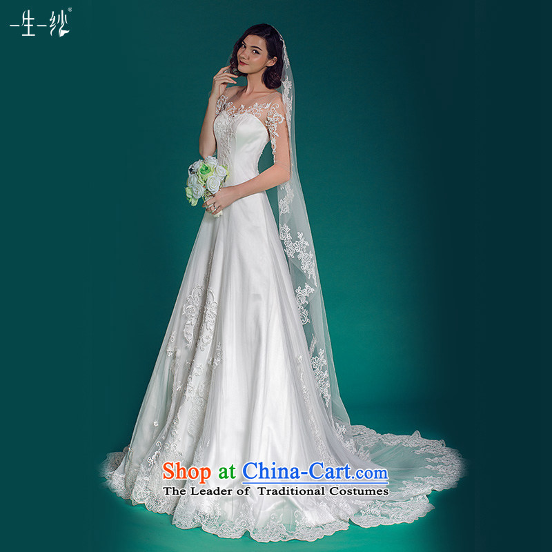 A lifetime of long-sleeved wedding star beauty of the same word shoulder lace tail wedding autumn 2015 501501433  30 Day White 155/80A pre-sale, a Lifetime yarn , , , shopping on the Internet