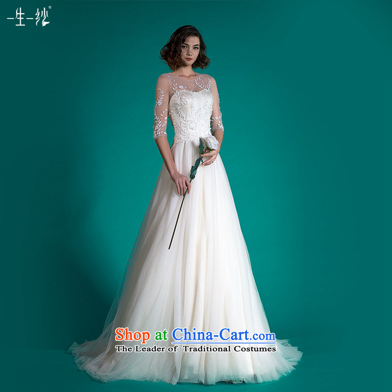 A lifetime of wedding dresses new 2015 Autumn long-sleeved wedding Sau San tail minimalist decor 50150086 white 155_82A leaves the thirtieth day pre-sale