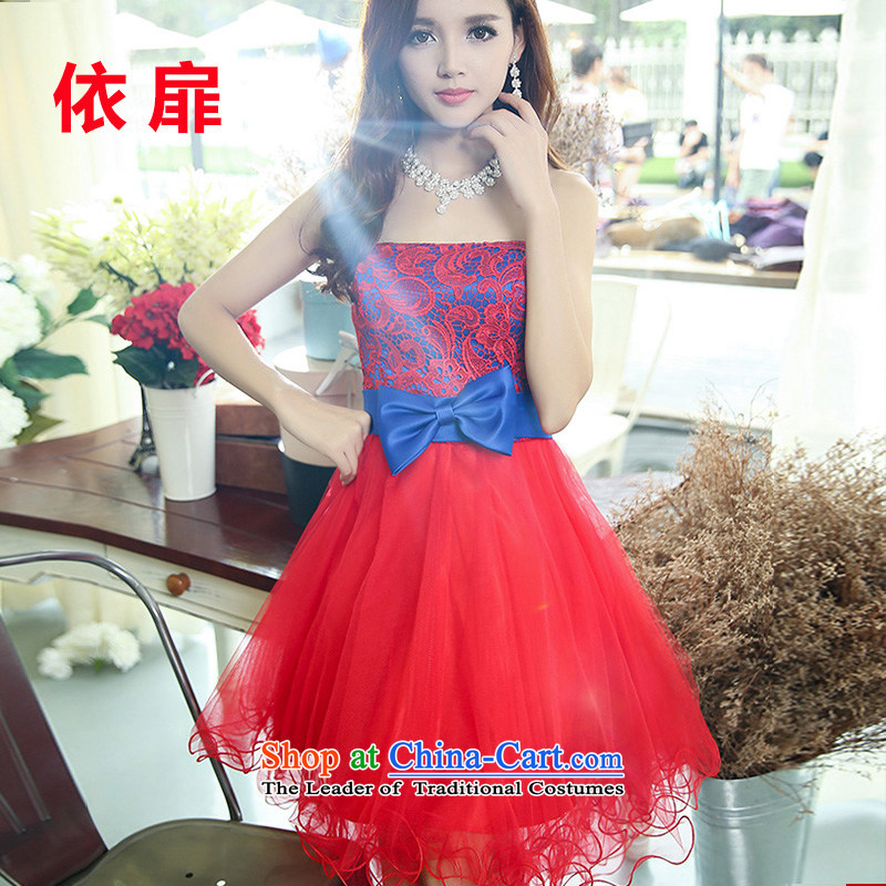 According to the red short, check bon bon skirt upscale dinner dress bride anointed chest bows services bridesmaid dress small dress according to check the S, purple 520D shopping on the Internet has been pressed.