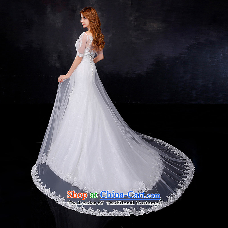Embroidered is the new Marriage bride 2015 crowsfoot wedding dresses in the shoulders cuff small trailing white S, is by no means a bride embroidered shopping on the Internet has been pressed.