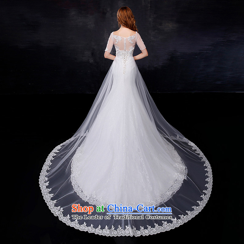 Embroidered is the new Marriage bride 2015 crowsfoot wedding dresses in the shoulders cuff small trailing white S, is by no means a bride embroidered shopping on the Internet has been pressed.
