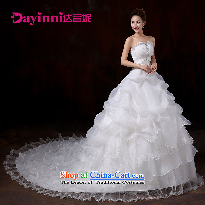 2015 new wedding dresses autumn and winter Princess Korean sexy body of binding with elegant large tail wedding WhiteXL