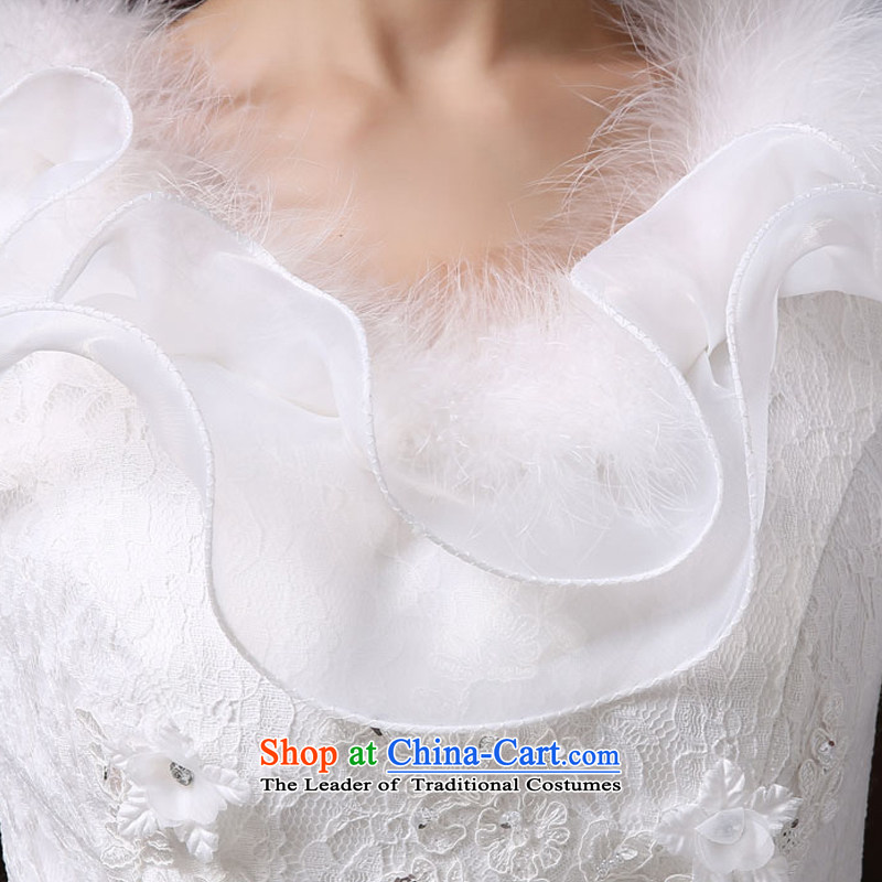Wedding dresses new 2015 White Lace horn cuff winter, wedding Korean marriages to align the White XL, to sound (dayinni ni) , , , shopping on the Internet