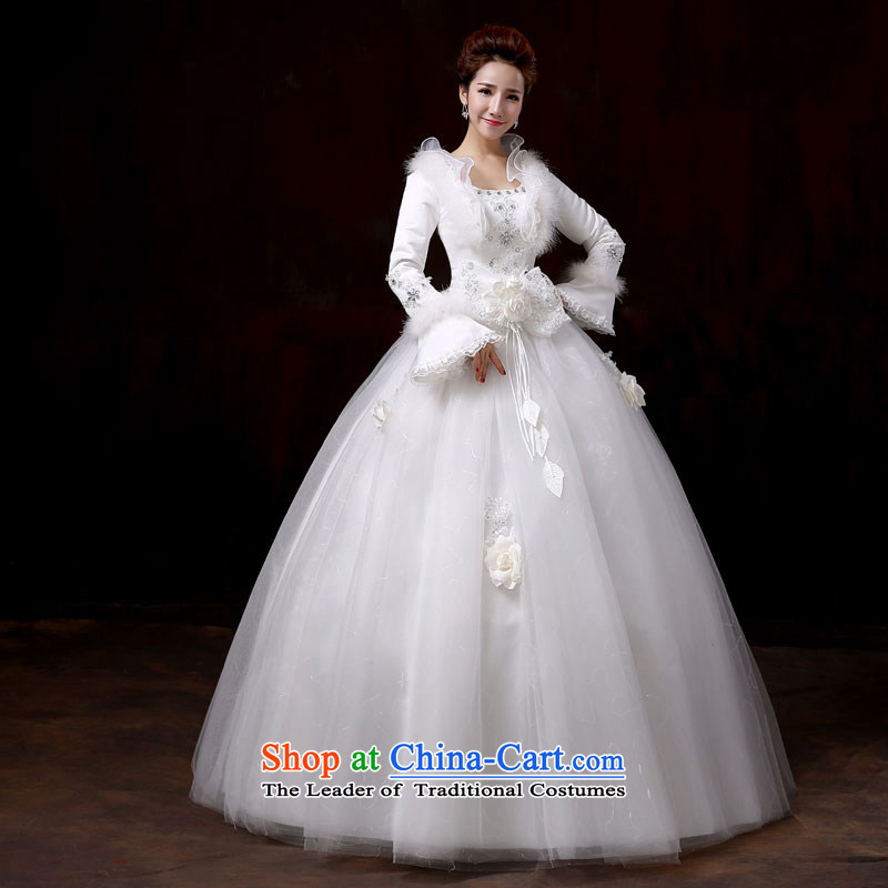 Wedding dress 2015 winter new Korean Modern graphics thin collar align to thick long-sleeved gown , white girl brides to tone (dayinni ni) , , , shopping on the Internet