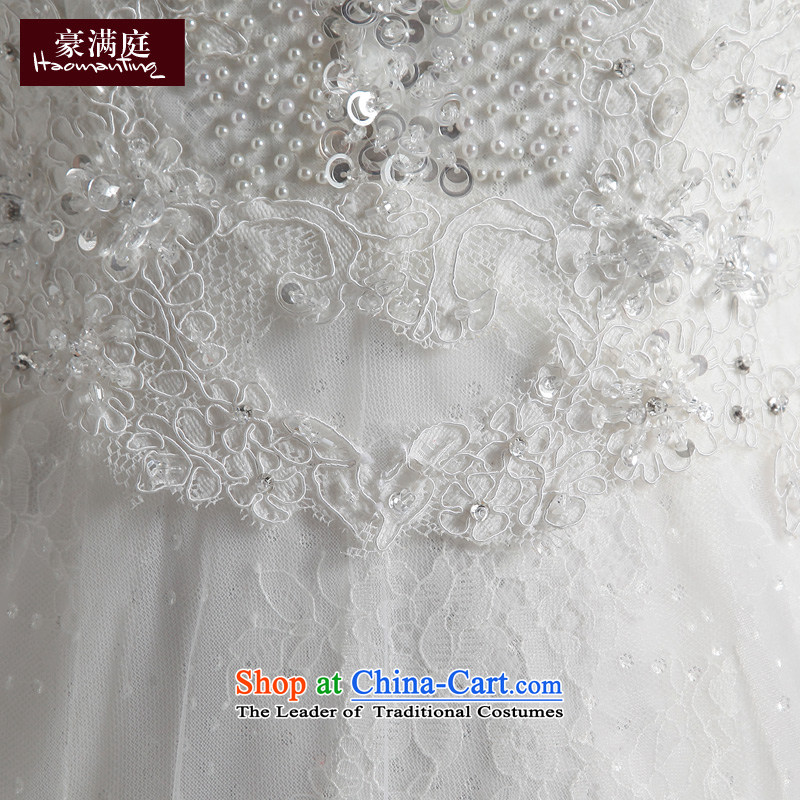 Ho full Chamber Noble and elegant wedding dresses autumn 2015 new large graphics thin bride long tail wedding word shoulder White M HO full Chamber , , , shopping on the Internet