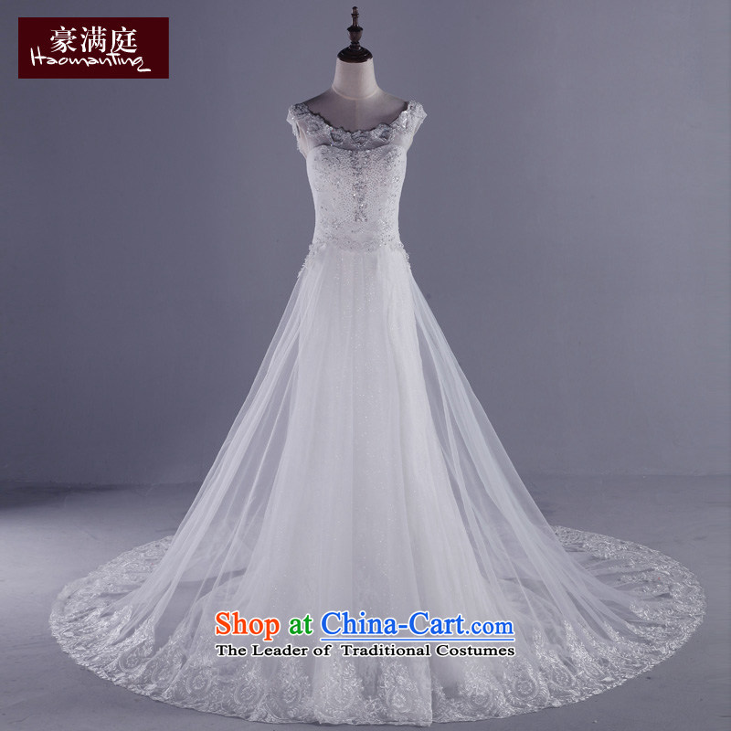 Ho full Chamber Noble and elegant wedding dresses autumn 2015 new large graphics thin bride long tail wedding word shoulder White M HO full Chamber , , , shopping on the Internet