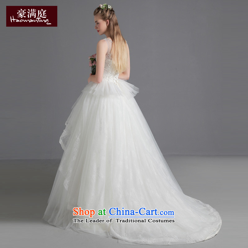 The bride wedding dresses shoulders small trailing 2015 new autumn and winter Korean style large graphics thin princess bon bon skirt wedding White M HO full Chamber , , , shopping on the Internet