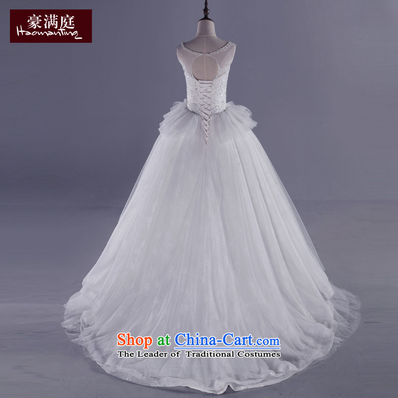 The bride wedding dresses shoulders small trailing 2015 new autumn and winter Korean style large graphics thin princess bon bon skirt wedding White M HO full Chamber , , , shopping on the Internet